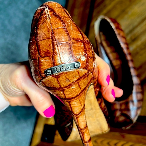 Dior Shoes - Christian Dior crocodile print heels